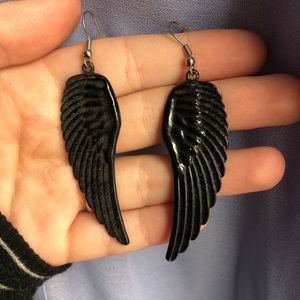 Fallen Angel black wing earrings